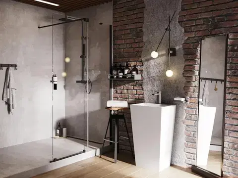 Sprchovacie kúty BESCO - Walk-in sprchovací kút VAYO BLACK - FARBA rámu - Čierna, Rozmer A - 90, Rozmer C - 200, Smer zatvárania - Univerzálne Ľavé / Pravé, Výplň - Číre bezpečnostné sklo - 8 mm BCVAYO90BC