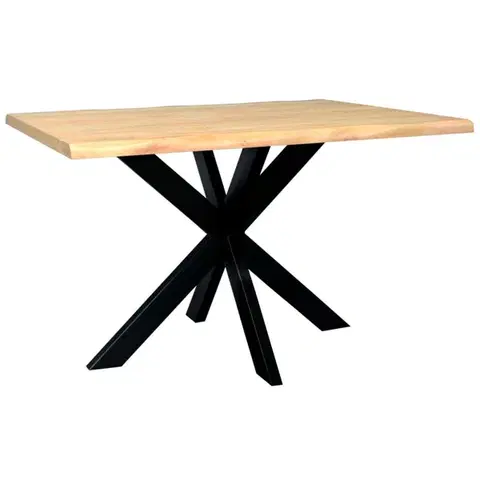 Jedálenské stoly Jedálenský stôl s kovovými nohami 140x90 cm z mangového dreva