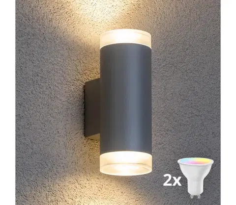 Svietidlá Brilagi - LED RGBW vonkajšie nástenné svietidlo MATERA 2xGU10/4,8W/230V šedá IP54 BG0980+2xAI2382