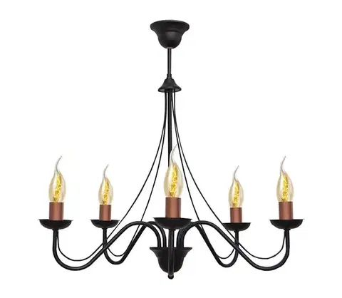 Svietidlá  Luster na lanku MALBO III 5xE14/60W/230V W-2940/5 BK+BR