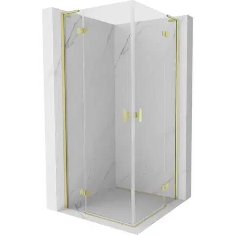 Sprchovacie kúty MEXEN/S - Mist-H L Duo sprchovací kút dvere krídlové 115 x 115, transparent, zlato kartáčovaná 8A5L-115L-115P-55-00