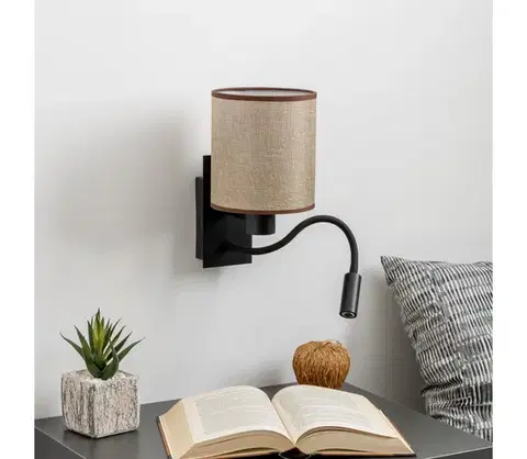 Svietidlá BRILAGI - LED Nástenná lampa NUBILA 1xE27/25W/230V + LED/3W čierna/hnedá BG1558+BG1583
