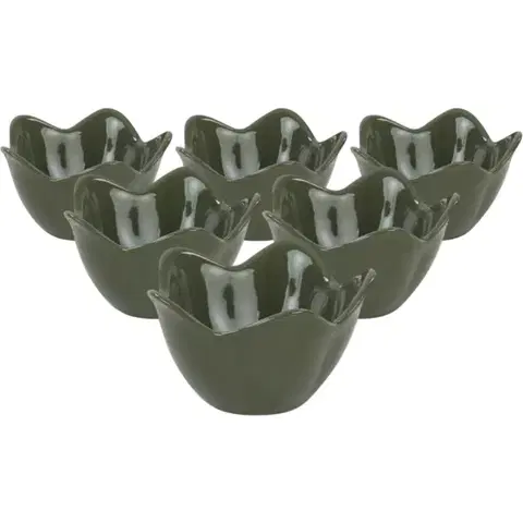 Misky a misy Súprava 6 keramických misiek Lotus 11,8 cm, zelená