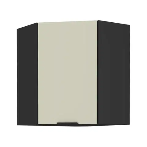Kuchynské horné skrinky KONDELA Araka 60x60 GN-72 1F horná rohová kuchynská skrinka kašmír / čierna