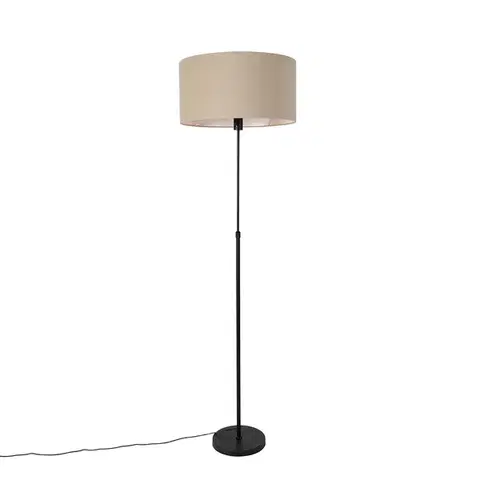 Stojace lampy Stojaca lampa čierna nastaviteľná s tienidlom svetlohnedá 50 cm - Parte