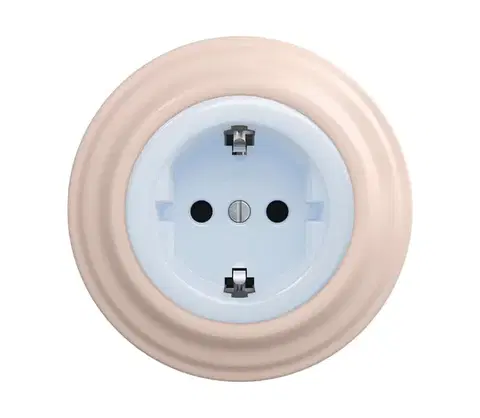 Predlžovacie káble Reblig - Retro domová zásuvka s rámčekom SCHUKO 230V/16A modrá/staroružová RG0119+RG0108