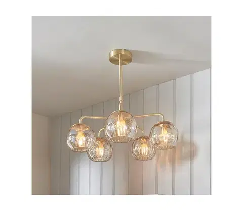 Svietidlá Endon 91969 - Luster na tyči DIMPLE 5xE14/25W/230V zlatý 91969