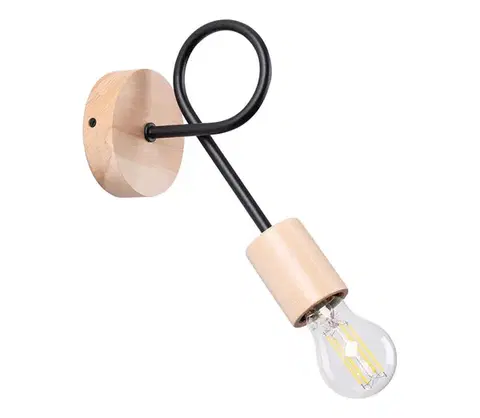 Svietidlá  SL.1476 - Nástenná lampa EMBER 1xE27/15W/230V čierna/béžová/buk SL.1476