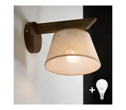 Svietidlá BRILAGI - LED Nástenné svietidlo ANTHONY 1xE14/40W/230V dub orech/béžová 8590828610458