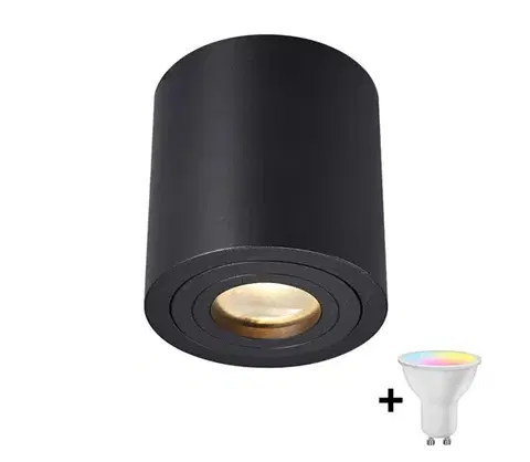 Svietidlá Zuma Line ACGU10-159-N - LED RGBW stmievateľné bodové svietidlo 1xGU10/4,8W/230V IP44 čierne + diaľkové ovládanie ZL0282+AI2382