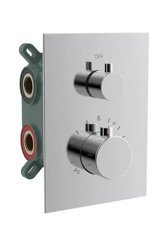 Kúpeľňové batérie SAPHO - KIMURA podomietková sprchová termostatická batéria, box, 2 výstupy, chróm KU682