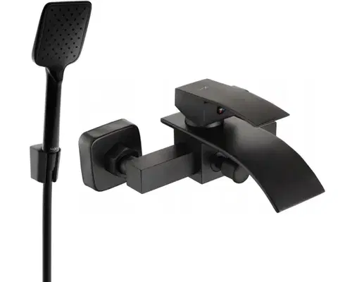 Kúpeľňové batérie MEXEN/S - Aries R62 vaňová batéria so sprchou, čierna 74483R62-70