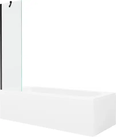 Sprchové dvere MEXEN/S - Vega obdĺžniková vaňa 180 x 80 cm s panelom + vaňová zástena 50, transparent, čierna 550118080X9505000070