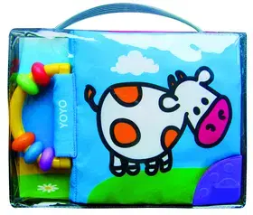 Leporelá, krabičky, puzzle knihy Látková kniha s chrastítkem Kravička