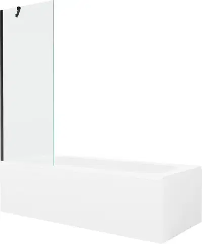 Sprchové dvere MEXEN/S - Vega obdĺžniková vaňa 180 x 80 cm s panelom + vaňová zástena 70, transparent, čierna 550118080X9507000070