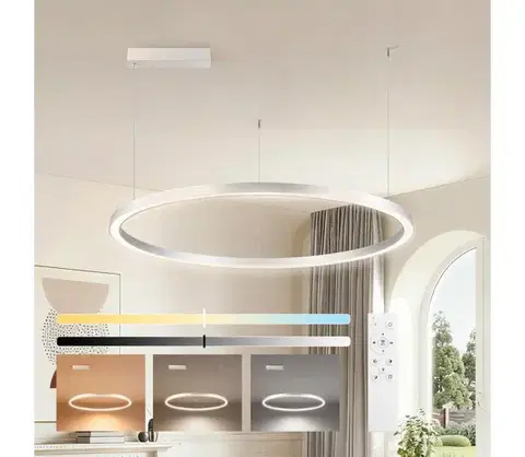Svietidlá BRILAGI-LED Stmievateľný luster na lanku PORTOFINO LED/60W/230V pr. 80 cm strieborný + diaľkové ovládanie BRI509