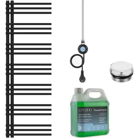 Doplnky do kúpeľne CERANO - Kúpeľňový elektrický radiátorový set Burke - Ľ/P - WIFI - 600W - čierna matná - 1500x500 mm CER-237701
