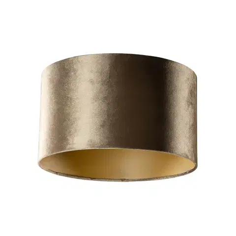 Tienidlo na lampu Zamatový tienidlo bronzové so zlatým vnútorným priestorom 35/35/20