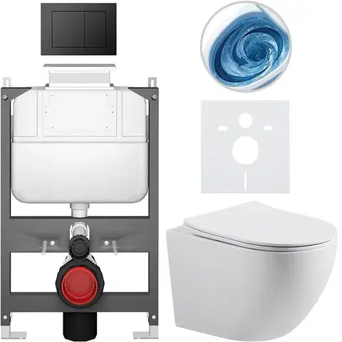 Záchody CERANO - Kompletný WC set Basic/Cesso - biela lesklá - WC tlačidlo Maxio/Čierna - ovládanie zhora - predstenová inštalácia - 49x36 CER-8050BD85990