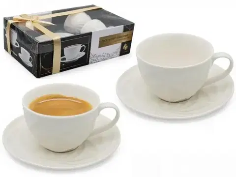 Hrnčeky a šálky Kinekus Šálka s podšálkou 220 ml 2+2 sada, jemný 3D reliéf
