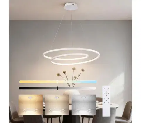 Svietidlá BRILAGI-LED Stlmiteľný luster na lankách TWISTER LED/75W/230V pr. 70 cm biela + diaľkový ovládač BRI479