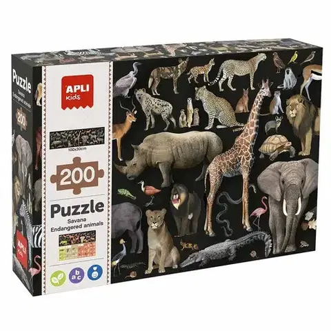 Do 49 dielikov APLI APLI Puzzle Ohrozené druhy zvierat zo savany 200 dielikov
