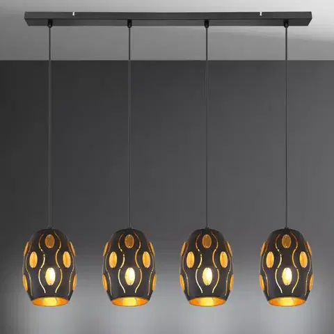 Moderné lampy do obývačky Luster 24006S-4H Čierna a zlatá LW4