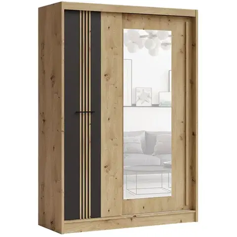 Šatníkové skrine Skriňa Molto ML-150 artisan/čierna
