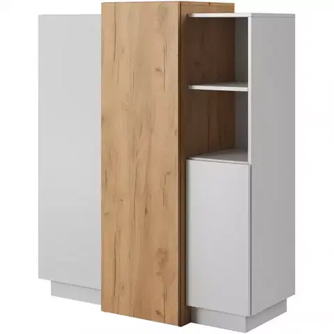 Komody do spálne Komoda 3d E Biely/Dub zlatý craft