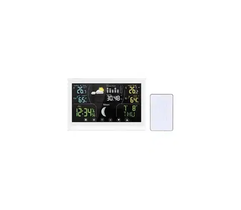 Meteostanice, teplomery a vlhkomery  TE110W - Meteostanica s farebným displejom 5V/2xAAA biela TE110W