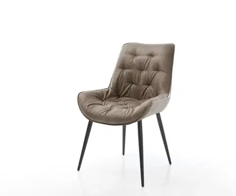 Jedálenské stoličky DELIFE Jedálenská stolička Taimi-Flex mikrovlákno taupe vintage 4-nohá zúžená čierna