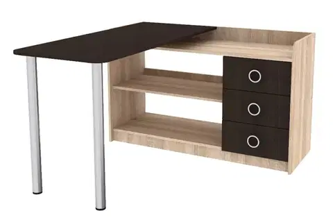Písacie stoly KUKA rohový písací stôl, sonoma/wenge