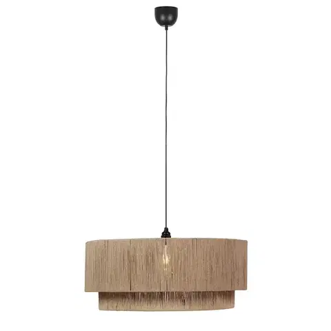 Závesné svietidlá Japandi závesná lampa čierna s hnedým lanom 60cm - Smilla