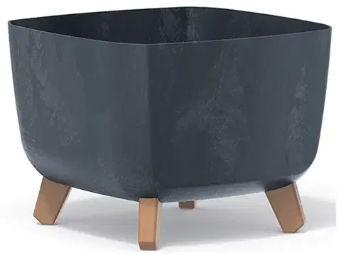 Kvetináče a truhlíky NABBI DGQL300E plastový kvetináč na nožičkách 29 cm antracit