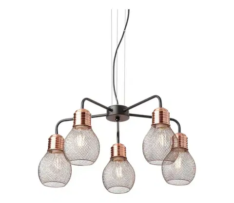 Svietidlá Redo 01-1580 - Luster na lanku EDISON 5xE27/42W/230V priemer 53 cm čierna/medená 01-1580