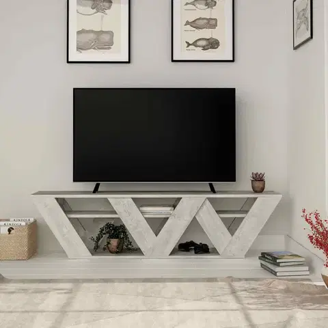 TV stolíky TV stolík GRIM, antická biela