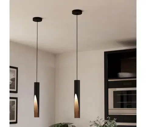 Svietidlá Eglo 900874 - LED luster na lanku BARBOTTO 1xGU10/4,5W/230V čierna/hnedá 900874