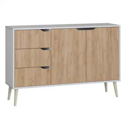 Komody do spálne Komoda Agnar  3s2d dub craft zlatý+biely