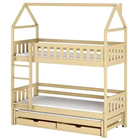 Poschodové postele Posteľ Domček Iga 80x160 borovica