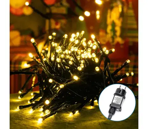 LED osvetlenie  B.V.  - Vonkajší LED vianočný reťazec 600 LED/8 funkcií 18 m IP44 teplá biela B103031OD