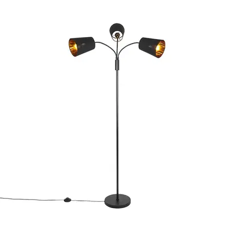 Stojace lampy Moderná stojaca lampa čierna 3-svetlo - Carmen