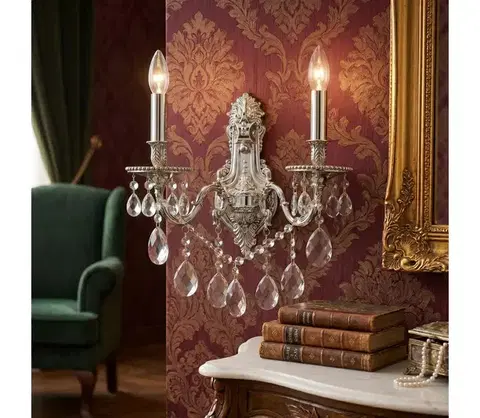 Svietidlá Ideal Lux - Krištáľové nástenné svietidlo GIOCONDA 2xE14/40W/230V strieborná 044910