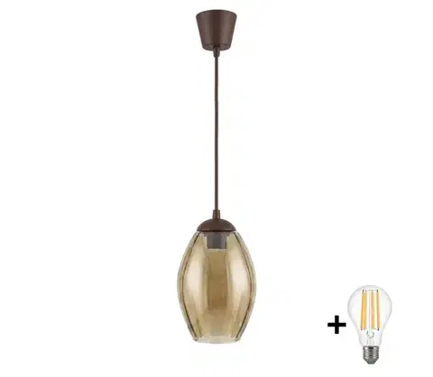Svietidlá BRILAGI - LED luster na lankách R GLASS 1xE27/60W/230V pr. 17 cm hnedá/dymovo-béžová NSTK7499+TK8611A