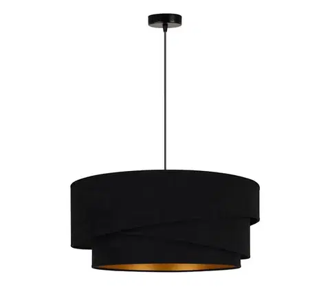 Svietidlá  - Luster na lanku KOBO 1xE27/15W/230V pr. 45 cm čierna/zlatá 600149