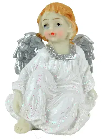 Sošky, figurky - anjeli MAKRO - Anjel strieborný 7x7,5cm