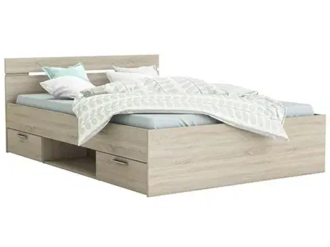 Postele KONDELA Michigan New 160 posteľový rám s úložným priestorom dub sonoma