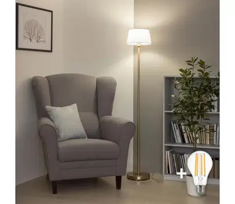 Lampy BRILAGI - LED stojacia lampa CERIA 1xE27/20W/230V pr. 30 cm biela/zlatá SA2189+EG781035