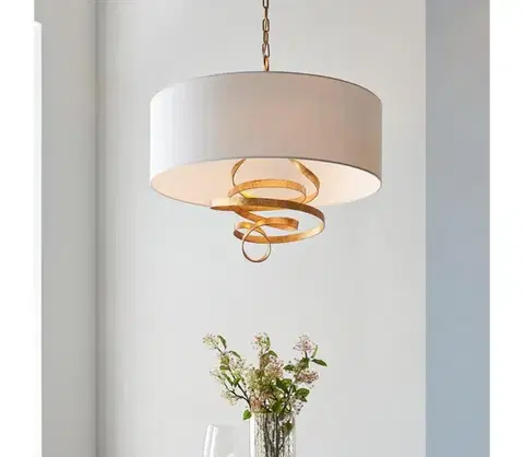 Svietidlá Endon 95268 - Závesný luster na reťazi, 3×E14/6W/230V, priemer 60 cm, biela/mosadz 95268