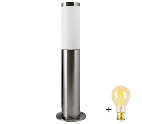 LED osvetlenie  LED stmievateľná vonkajšia lampa LIVIA 1xE27/6W/230V 45 cm IP44 strieborná SA0463+AI0042