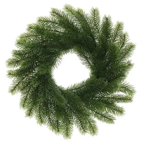 Vianočné dekorácie Umelý smrekový veniec, pr. 30 cm, zelená